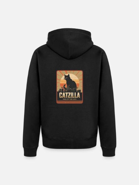 Fun Catzilla Katze - Unisex Premium Bio Zip Hoodie - Schwarz