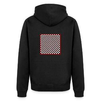 Optical Art - bloody Psycho Chess - Unisex Premium Bio Zip Hoodie - Schwarz - Hinten - Nico (187cm)