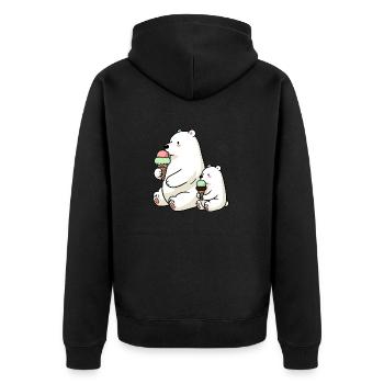 Père et fils Ours polaire avec crème glacée au chocolat à la fraise - Veste à capuche bio Premium Unisexe - noir - Dos - Nico (187cm)