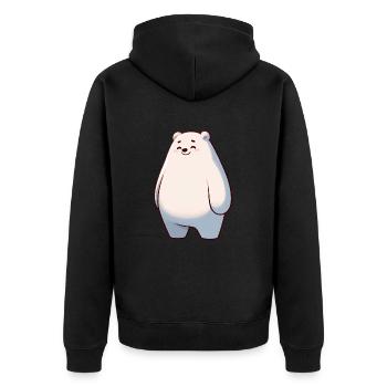 Süßer Eisbär Cartoon Glücklich Entspannt - Unisex Premium Bio Zip Hoodie - Schwarz - Hinten - Nico (187cm)