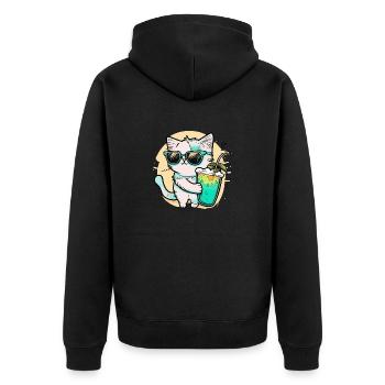 Le chat le plus cool de la plage - Veste à capuche bio Premium Unisexe - noir - Dos - Nico (187cm)