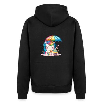 Unicorn for children A world full of fantasy - Unisex Premium Organic Zip Hoodie - black - Back - Nico (187cm)