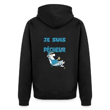 papi pêcheur trop cool humour papy grandpère - Veste à capuche bio Premium Unisexe - noir - Dos - Nico (187cm)