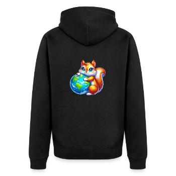 Squirrel for Earth Environmental Protection Nature Conservation - Unisex Premium Organic Zip Hoodie - black - Back - Nico (187cm)