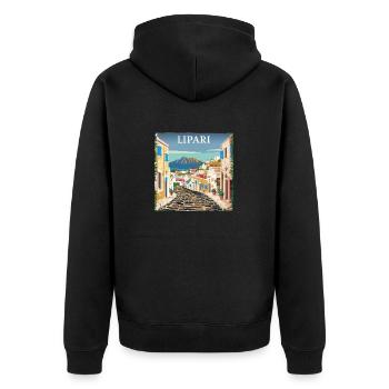 Lipari Italy: Dream Beach Summer Vacation - Unisex Premium Organic Zip Hoodie - black - Back - Nico (187cm)