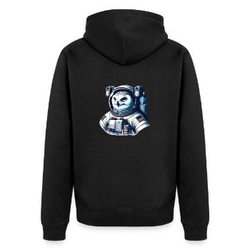 Schneeeule im Weltraum: Astronauten-Mission - Unisex Premium Bio Zip Hoodie - Schwarz - Hinten - Nico (187cm)