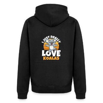 I Love Koala Bears Funny Koalas Gift - Unisex Premium Organic Zip Hoodie - black - Back - Nico (187cm)
