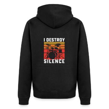 Drums and lutes Music Funny gift - Unisex Premium Organic Zip Hoodie - black - Back - Nico (187cm)