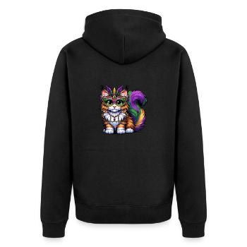 Mardi Gras Maine Coon, Maskierte Katze - Unisex Premium Bio Zip Hoodie - Schwarz - Hinten - Nico (187cm)