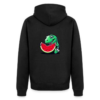 Sweet T-Rex Dino mange de la pastèque plus fruitée - Veste à capuche bio Premium Unisexe - noir - Dos - Nico (187cm)