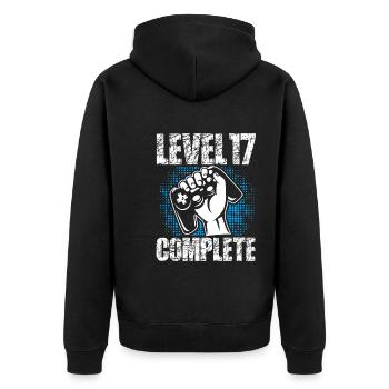 Niveau 17 Cadeau d’anniversaire complet 17 ans - Veste à capuche bio Premium Unisexe - noir - Dos - Nico (187cm)