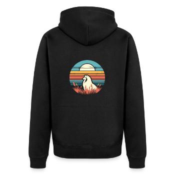 Shetland Sheepdog Vintage Sunset - Unisex Premium Bio Zip Hoodie - Schwarz - Hinten - Nico (187cm)