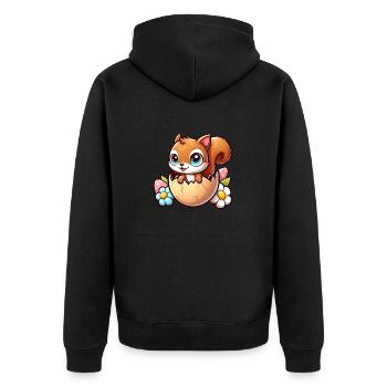 Süßes Eichhörnchen mit Osterei Comic Design - Unisex Premium Bio Zip Hoodie - Schwarz - Hinten - Nico (187cm)
