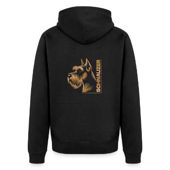 Portrait de Schnauzer dessin tête or - Veste à capuche bio Premium Unisexe - noir - Dos - Nico (187cm)