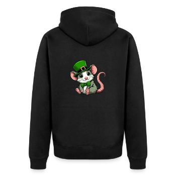 St. Patrick's Day Sweet Rat - Unisex Premium Organic Zip Hoodie - black - Back - Nico (187cm)