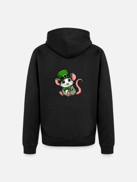Rat sucré de la Saint-Patrick - Veste à capuche bio Premium Unisexe - noir