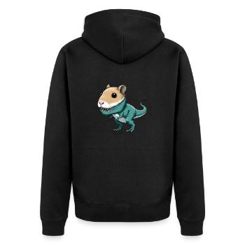 Dino-Hamster Fusion: Fabelwesen Abenteuer - Unisex Premium Bio Zip Hoodie - Schwarz - Hinten - Nico (187cm)