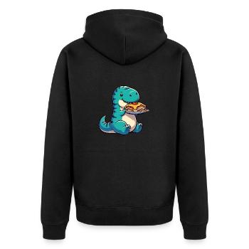Dino T-Rex italienische Lasagne Lustig - Unisex Premium Bio Zip Hoodie - Schwarz - Hinten - Nico (187cm)