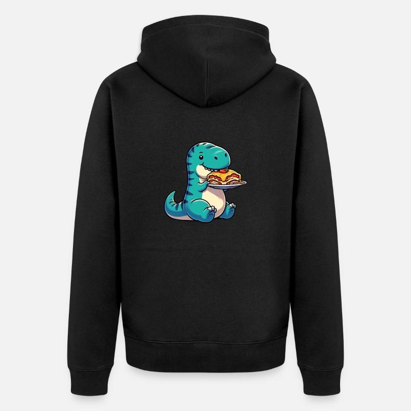 Dino T-Rex Lasagne Italienne Drôle - Veste à capuche bio Premium Unisexe - noir
