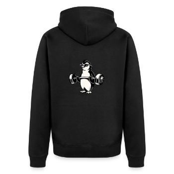Penguin Haltère Haltérophilie Entraînement Fitness - Veste à capuche bio Premium Unisexe - noir - Dos - Nico (187cm)