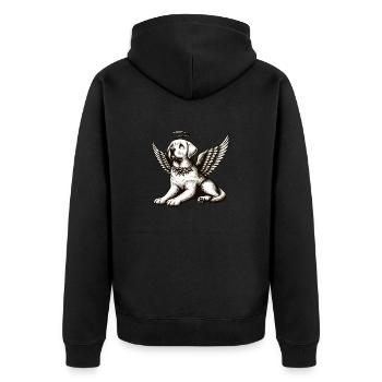 Labrador Engel Flügel Schwarz Weiß Heiligenschein - Unisex Premium Bio Zip Hoodie - Schwarz - Hinten - Nico (187cm)