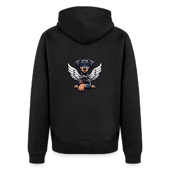 Cute Doberman Angel with Wings Design - Unisex Premium Organic Zip Hoodie - black - Back - Nico (187cm)