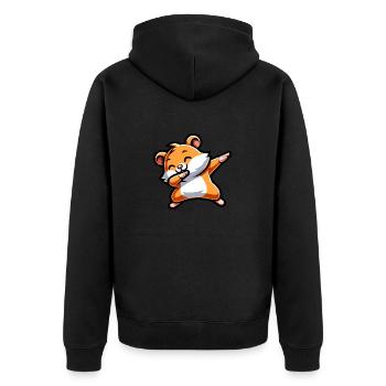 Cute Hamster Makes the Dab: Cartoon Style - Unisex Premium Organic Zip Hoodie - black - Back - Nico (187cm)