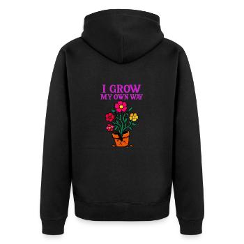 I Grow My Own Way – Pixel Bloom Tee - Unisex Premium Organic Zip Hoodie - black - Back - Nico (187cm)