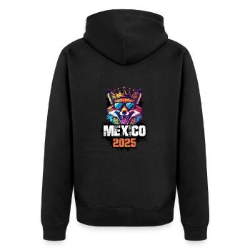 Mexiko 2025 Urlaub Fuchs - Unisex Premium Bio Zip Hoodie - Schwarz - Hinten - Nico (187cm)