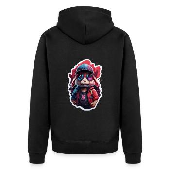 Rabbit cute, baseball cap, sunglasses, sweater, color - Unisex Premium Organic Zip Hoodie - black - Back - Nico (187cm)