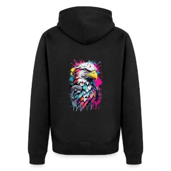 Eagle Hairy Colorful in Watercolors. Illustration - Unisex Premium Organic Zip Hoodie - black - Back - Nico (187cm)