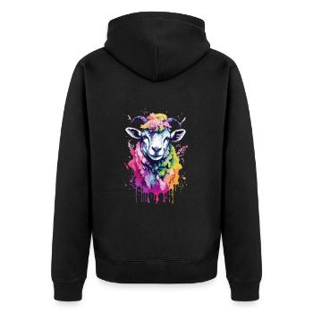 Wird cool süß in buntem und coolem Design - Unisex Premium Bio Zip Hoodie - Schwarz - Hinten - Nico (187cm)