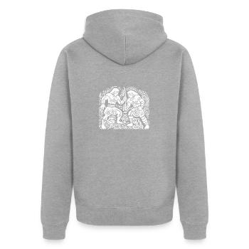 Maori Tattoo Wunder kultureller Design Ausdruck - Unisex Premium Bio Zip Hoodie - Grau meliert - Hinten - Nico (187cm)
