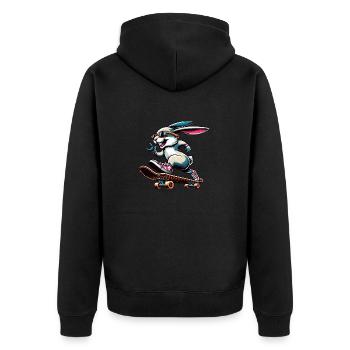 Cool Skateboarder lapin de Pâques Design - Veste à capuche bio Premium Unisexe - noir - Dos - Nico (187cm)