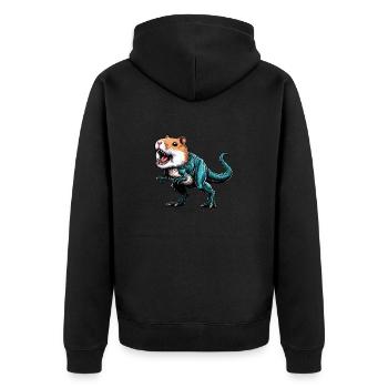 T-Rex Hamster Hybrid: Fantastisches Fabeltier - Unisex Premium Bio Zip Hoodie - Schwarz - Hinten - Nico (187cm)