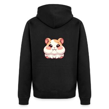 Süßer Hamster mit prallen Backen - Unisex Premium Bio Zip Hoodie - Schwarz - Hinten - Nico (187cm)