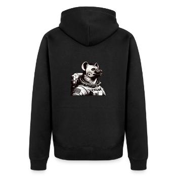 Hyäne Astronaut Weltraum Abenteuer - Unisex Premium Bio Zip Hoodie - Schwarz - Hinten - Nico (187cm)