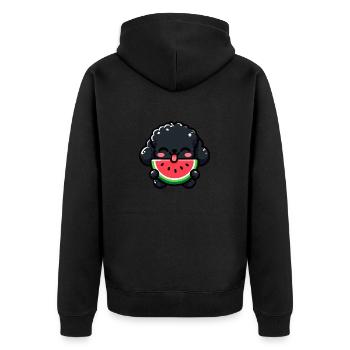 Sommerlicher Pudel mit Wassermelone - Unisex Premium Bio Zip Hoodie - Schwarz - Hinten - Nico (187cm)