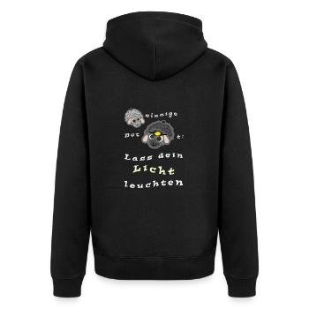 Lass dein Licht leuchten - Unisex Premium Bio Zip Hoodie - Schwarz - Hinten - Nico (187cm)