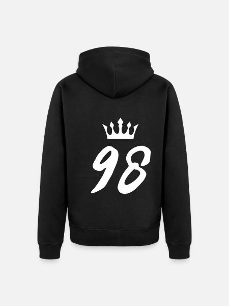 98 Number crown - Unisex Premium Organic Zip Hoodie - black