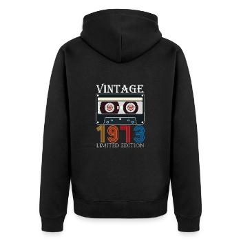 1973 vintage anniversary retro limited edition - Unisex Premium Organic Zip Hoodie - black - Back - Nico (187cm)