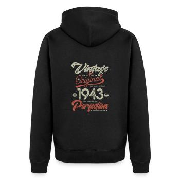 1943 Vintage 80 Years Anniversary - Unisex Premium Organic Zip Hoodie - black - Back - Nico (187cm)