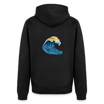 Schöne Welle - Unisex Premium Bio Zip Hoodie - Schwarz - Hinten - Nico (187cm)