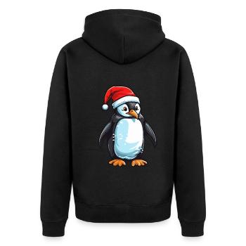 Tête d’animal de Noël pingouin - Veste à capuche bio Premium Unisexe - noir - Dos - Nico (187cm)
