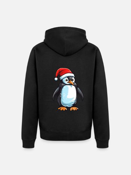 Tête d’animal de Noël pingouin - Veste à capuche bio Premium Unisexe - noir