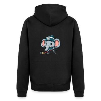 Süßer Elefant Comic Eishockeyspieler Design - Unisex Premium Bio Zip Hoodie - Schwarz - Hinten - Nico (187cm)