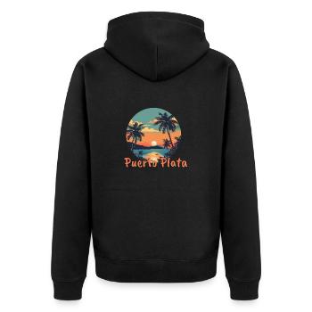 Puerto Plata Dominican Republic Beach Palm Trees - Unisex Premium Organic Zip Hoodie - black - Back - Nico (187cm)
