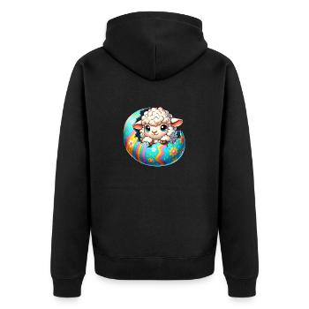 Colorful Lamb Hatching from Easter Egg Cartoon - Unisex Premium Organic Zip Hoodie - black - Back - Nico (187cm)