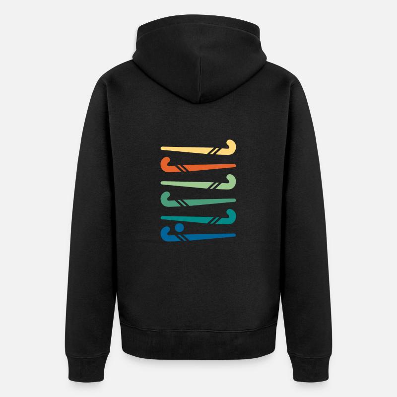 Hockeyschläger bunt - Unisex Premium Bio Zip Hoodie - Schwarz