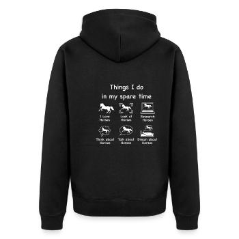 Pferdeliebhaber (weiß) - Unisex Premium Bio Zip Hoodie - Schwarz - Hinten - Nico (187cm)